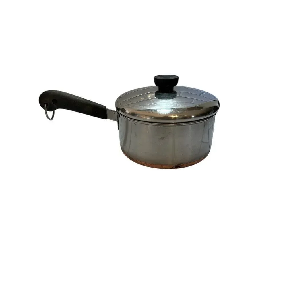 Vintage 1801 Revere Ware Copper Bottom 2 Quart Saucepan with Lid